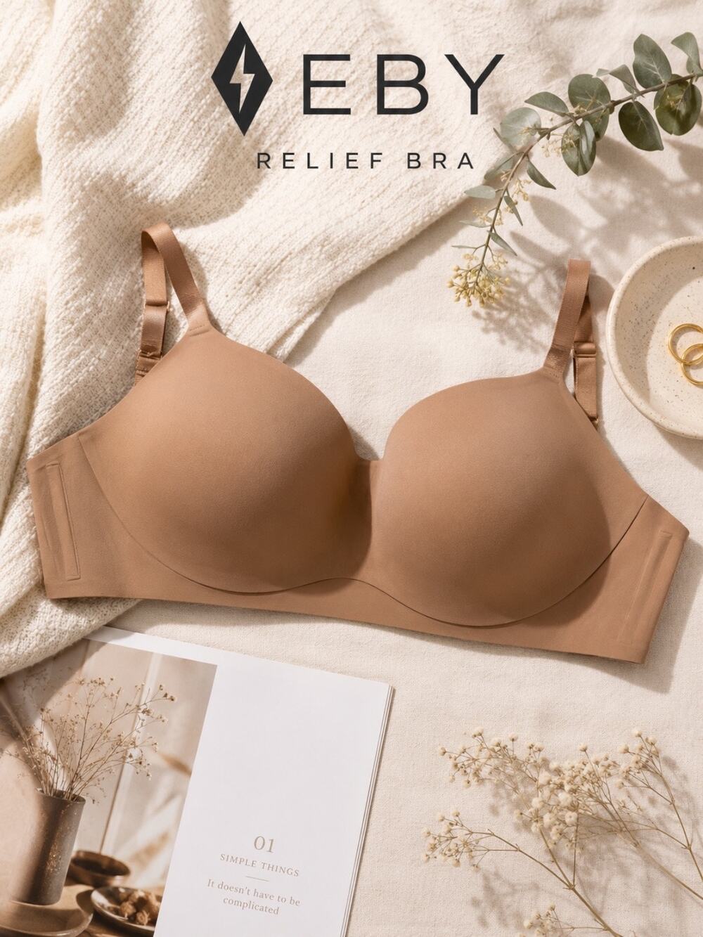EBY Seamless Wireless Nude Relief Bra XL/DD Convertible Straps68